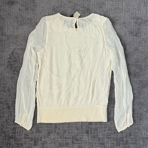 Ann Taylor Cream Long Sleeve Silk Blouse - Picture 5 of 6